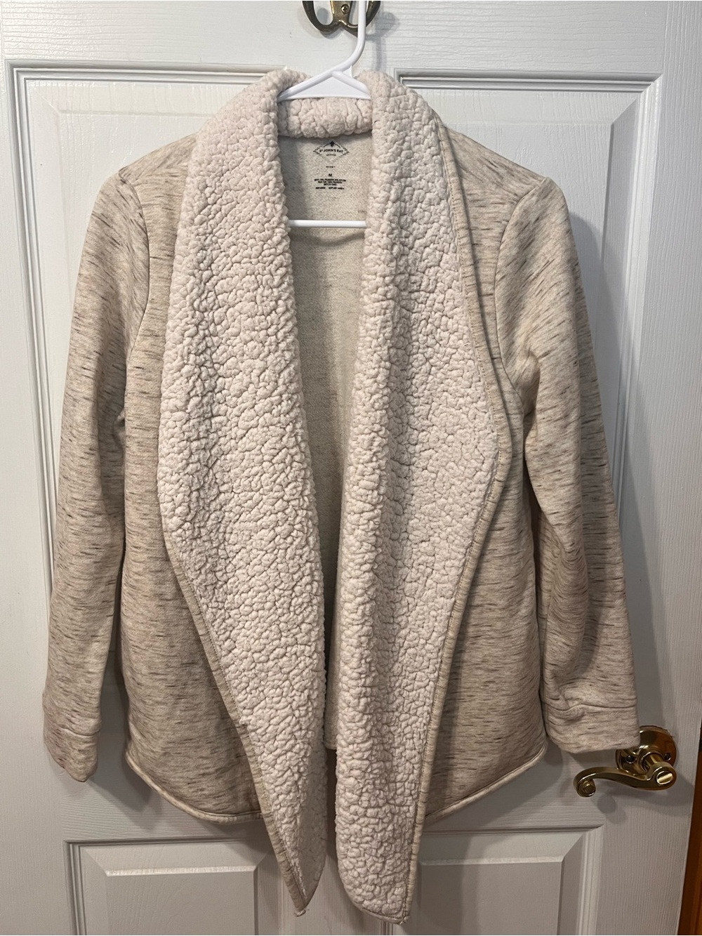 St. John's Bay Cream Heathered Open-Front Teddy Jacket